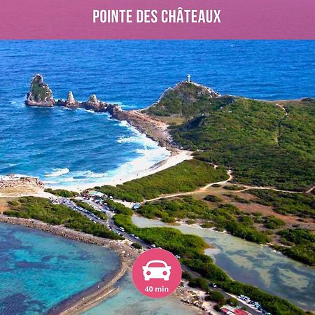 Le Sable Bleu - Evasion Tropicale A Sainte-Anne - Plage 5Min - Piscine - Parking - Logement Climatise - Vue Sur Les Palmiers - Parfait Pour Sejours En Famille Ou Entre Amis Ngoại thất bức ảnh