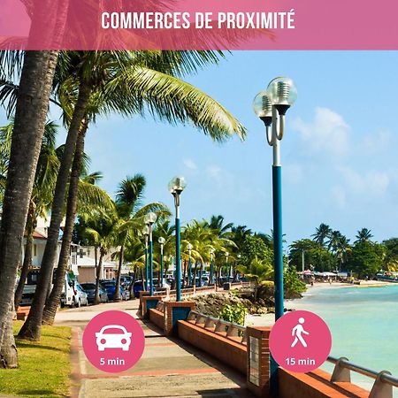 Le Sable Bleu - Evasion Tropicale A Sainte-Anne - Plage 5Min - Piscine - Parking - Logement Climatise - Vue Sur Les Palmiers - Parfait Pour Sejours En Famille Ou Entre Amis Ngoại thất bức ảnh
