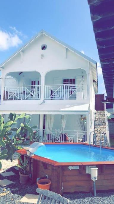 Le Sable Bleu - Evasion Tropicale A Sainte-Anne - Plage 5Min - Piscine - Parking - Logement Climatise - Vue Sur Les Palmiers - Parfait Pour Sejours En Famille Ou Entre Amis Ngoại thất bức ảnh
