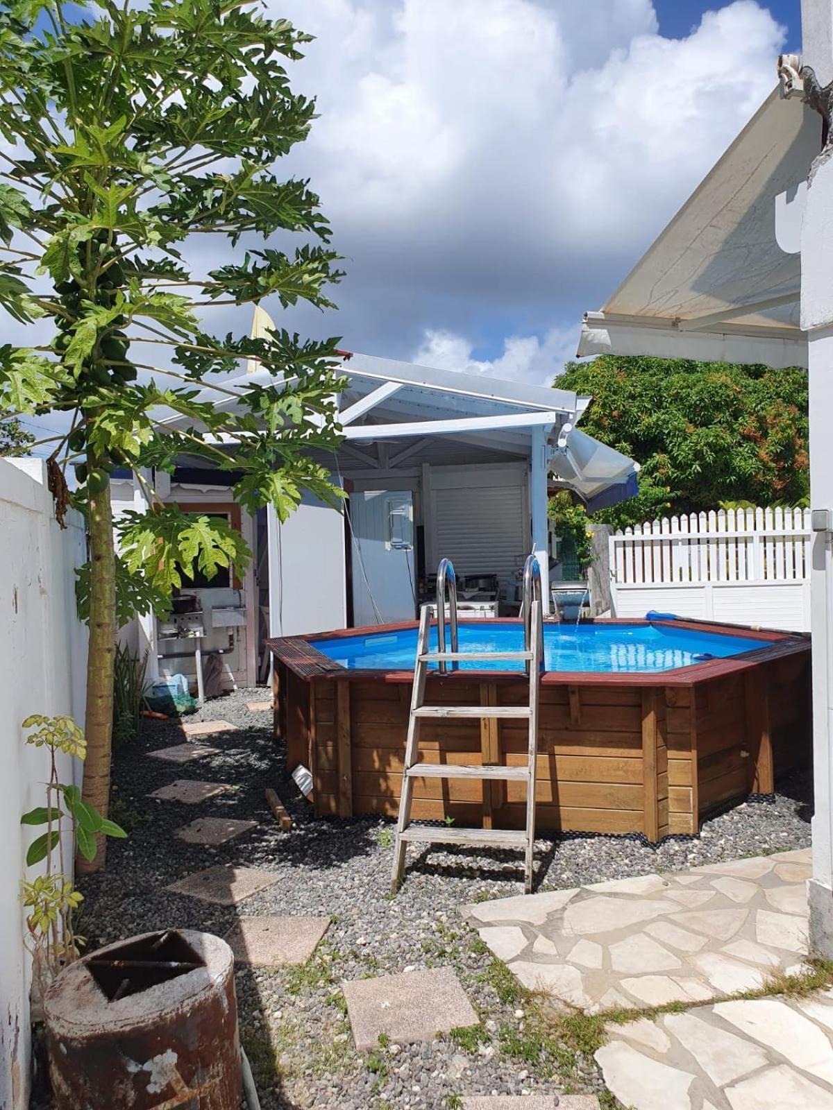 Le Sable Bleu - Evasion Tropicale A Sainte-Anne - Plage 5Min - Piscine - Parking - Logement Climatise - Vue Sur Les Palmiers - Parfait Pour Sejours En Famille Ou Entre Amis Ngoại thất bức ảnh