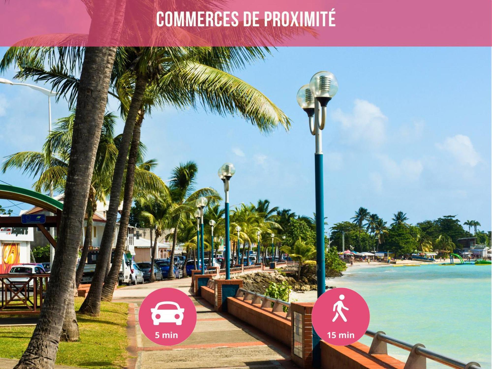Le Sable Bleu - Evasion Tropicale A Sainte-Anne - Plage 5Min - Piscine - Parking - Logement Climatise - Vue Sur Les Palmiers - Parfait Pour Sejours En Famille Ou Entre Amis Ngoại thất bức ảnh